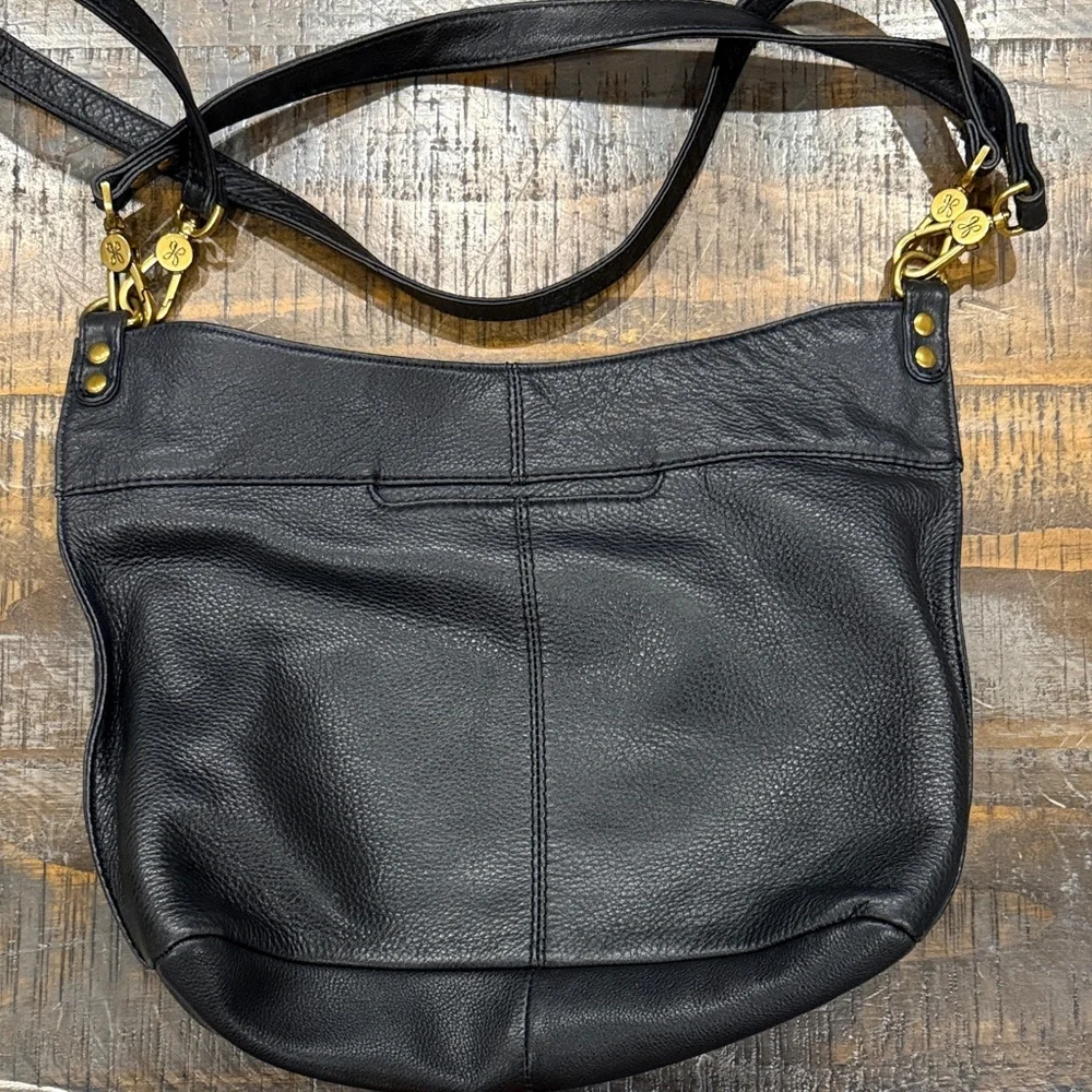 HOBO Black Leather Hobo Bag with Gold Accents - Picture 2 of 4